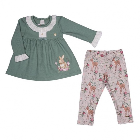 Conjunto Bata Bordada Floresta