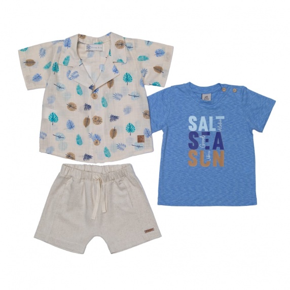Conjunto Kids Linho Folhas