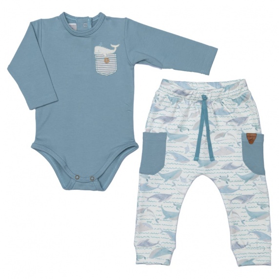 Conjunto Body Longo Baleias 