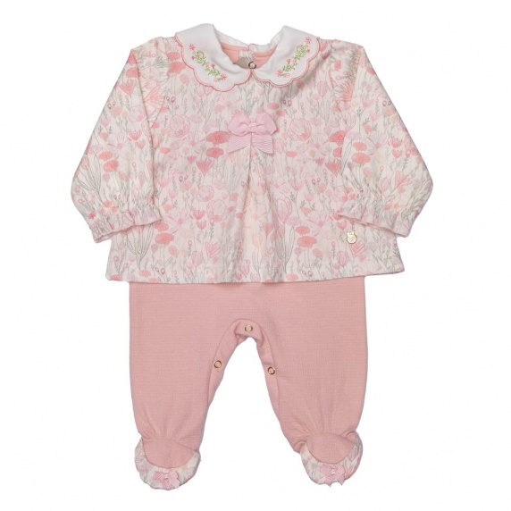 Macac�o Menina Floral Rosa