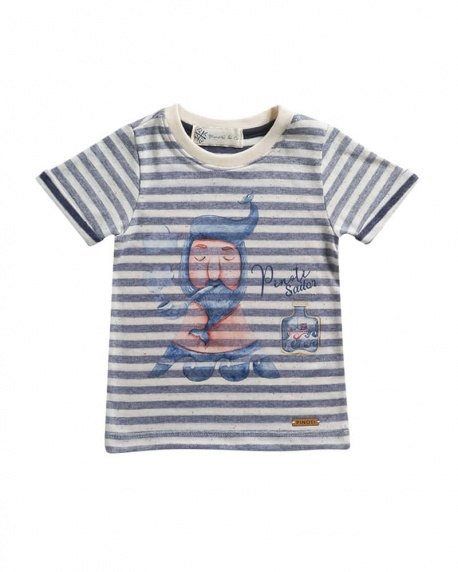Camiseta Menino Listrada Com Estampa