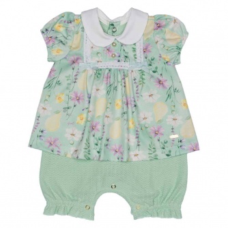 Macaco Menina Curto Floral Peras