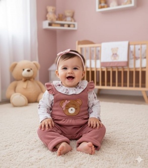 Macac�o Menina Jardineira Bordada