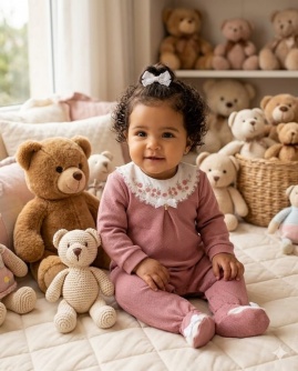 Macac�o Menina Jaquard Bordada