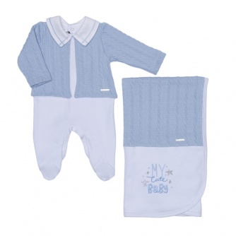 Sa�da Maternidade Menino Tricot Azul