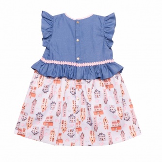 Vestido Jeans Babados Saia Soho Casinhas
